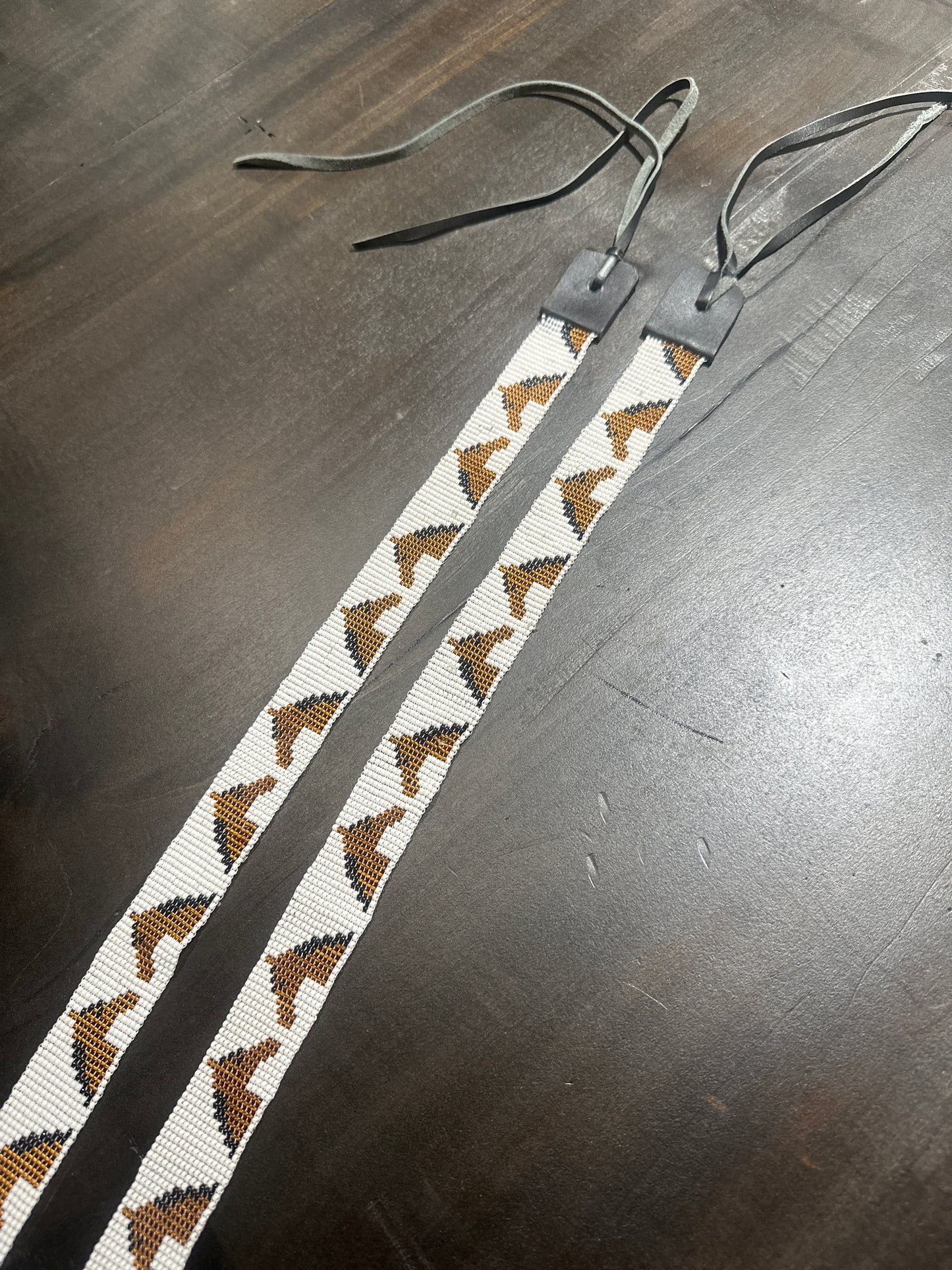 Denim Pony Beaded Horse Hatband White