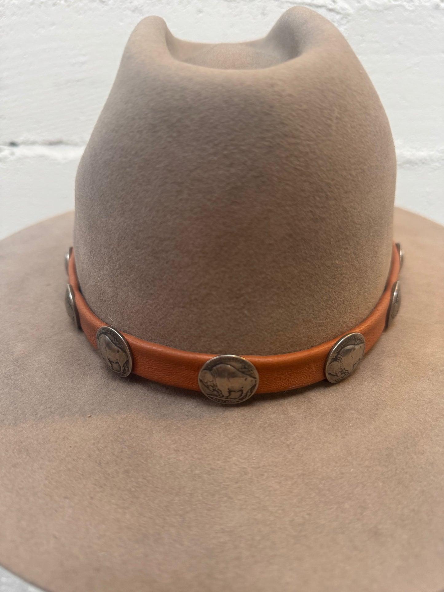 Brown Leather with Buffalo Coin Hat Band - Peyote Bird