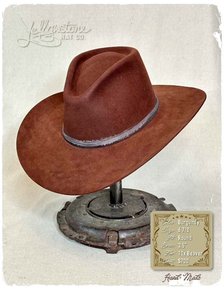 Burgundy Round Beaver Sz 6 7/8