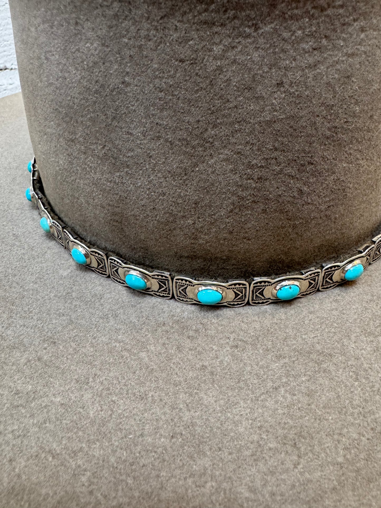 Silver & Turquoise Circles Hat Band - Peyote Bird