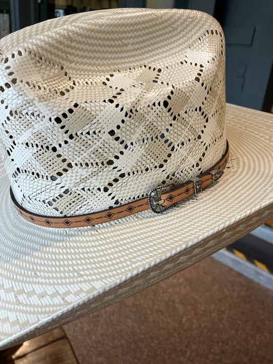 RockEm Beige Buckle Strap 10x Straw Hat