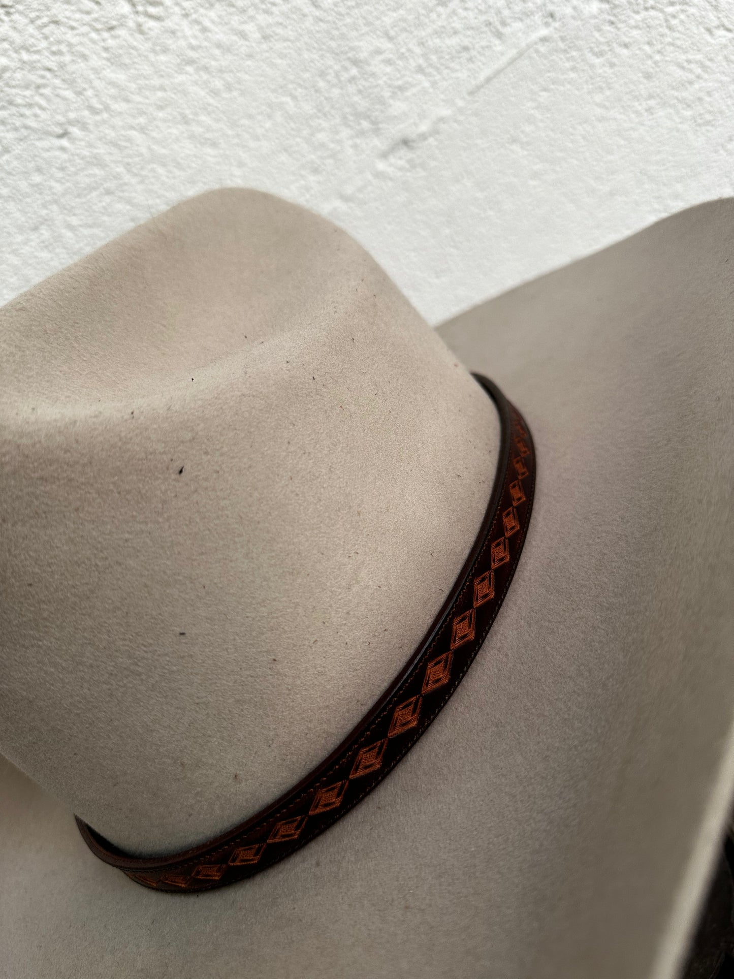 YHC Tooled Leather Diamond Hatband