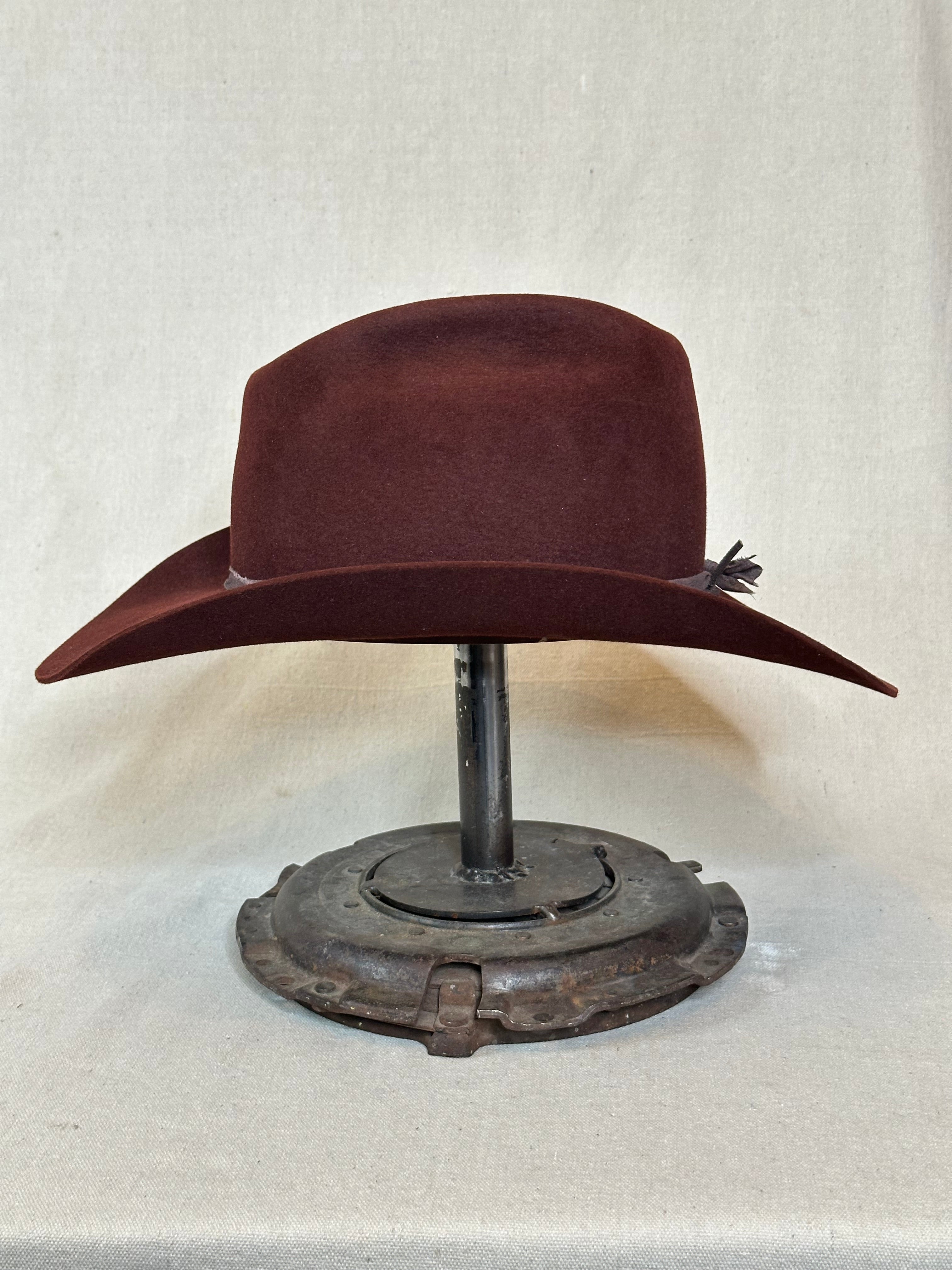 Burgundy Round Rabbit Hat - 7 1/4+
