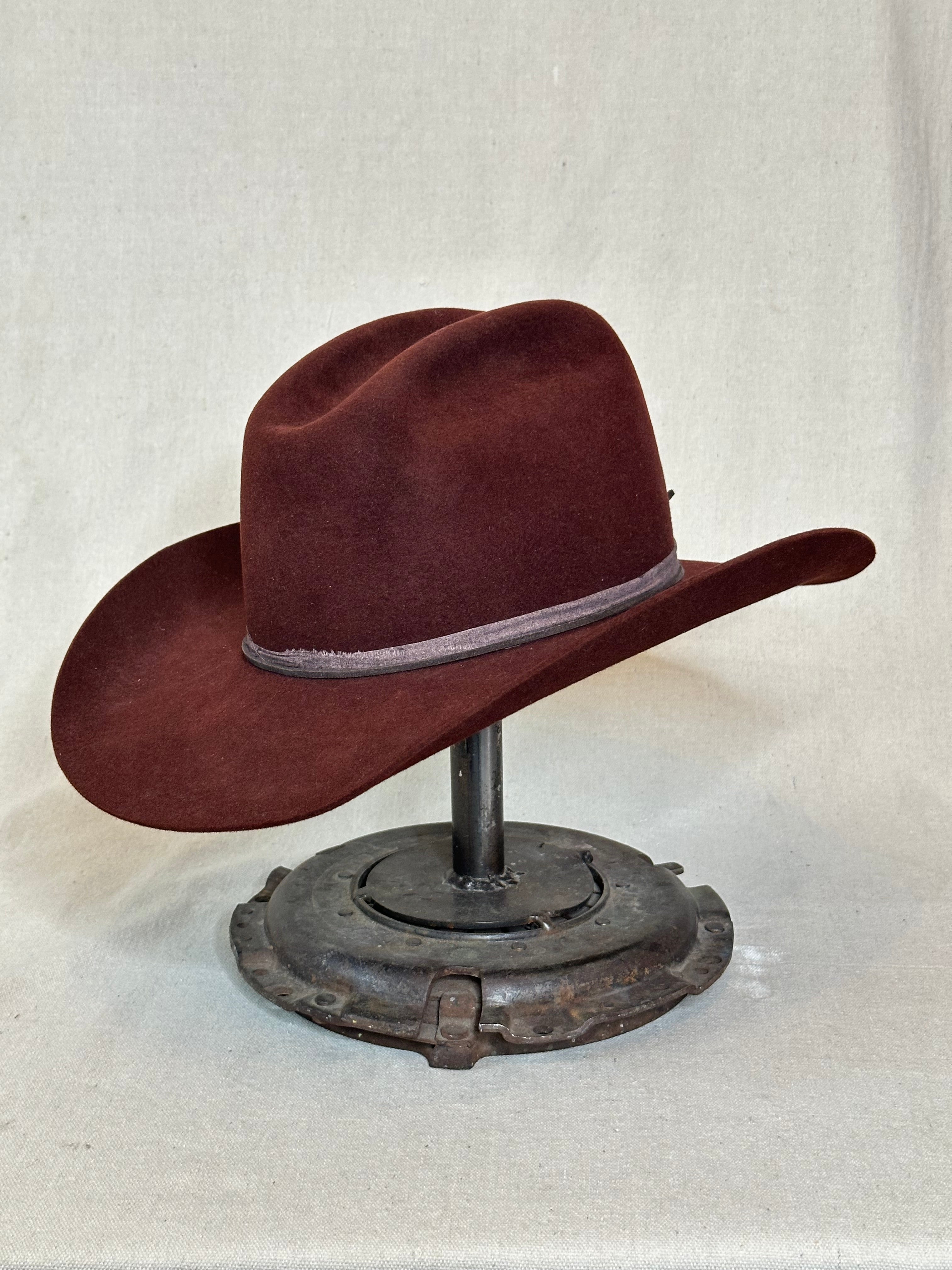 Burgundy Round Rabbit Hat - 7 1/4+