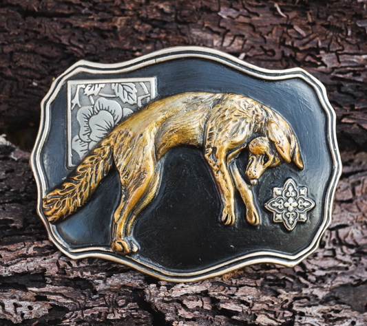 Leaping Fox Waterhorse Bronze Buckle