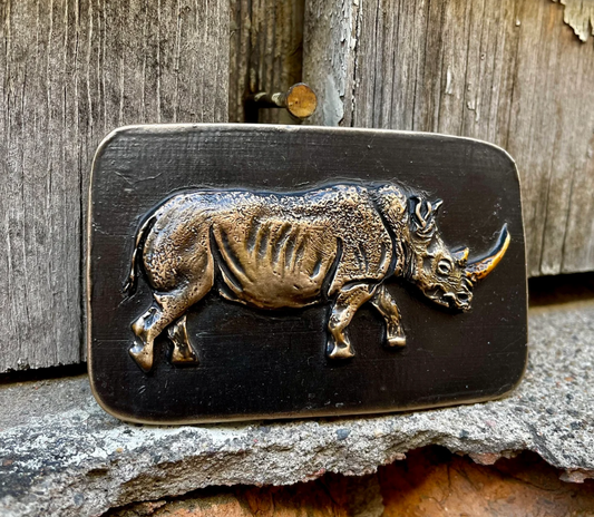 White Rhinoceros Waterhorse Bronze Buckle