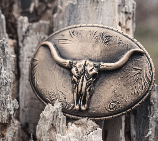 Oval Longhorn Waterhorse Bronze Buckle