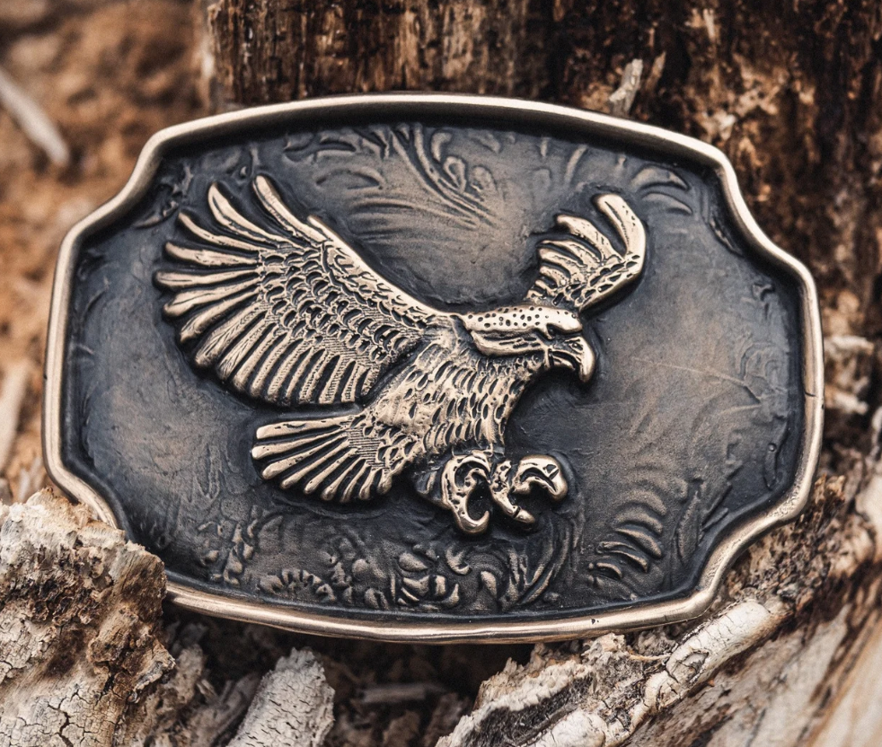 Soaring Eagle Waterhorse Bronze Buckle