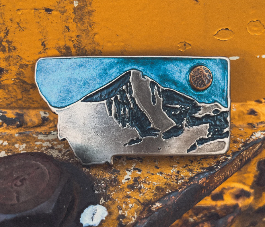 Montana Lone Mountain Waterhorse Bronze Buckle