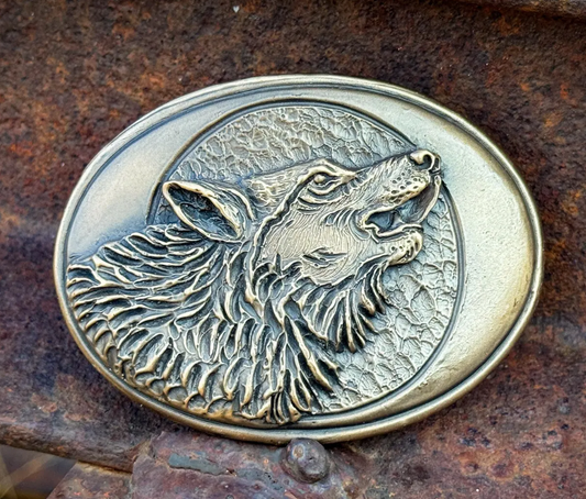 Howling Wolf Waterhorse Bronze Buckle