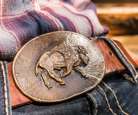 Wandering Bison Waterhorse Bronze Buckle