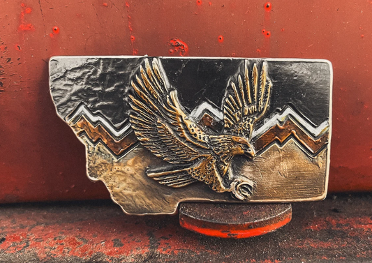 Montana Flying Eagle Waterhorse Bronze Buckle